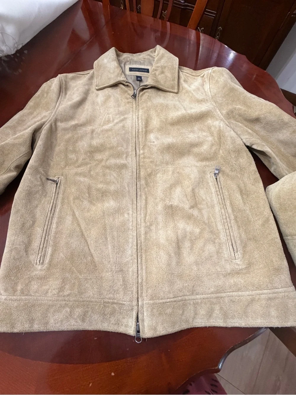 Banana Republic Men's Suede Beige Bomber Jacket